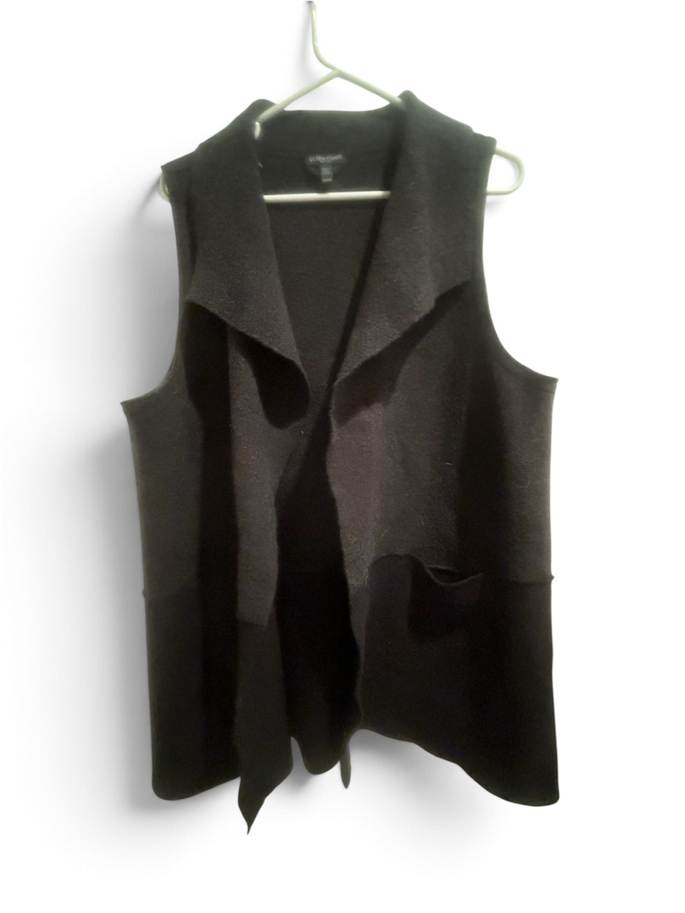 Eileen Fisher Black Draped Open Front Sleeveless Vest